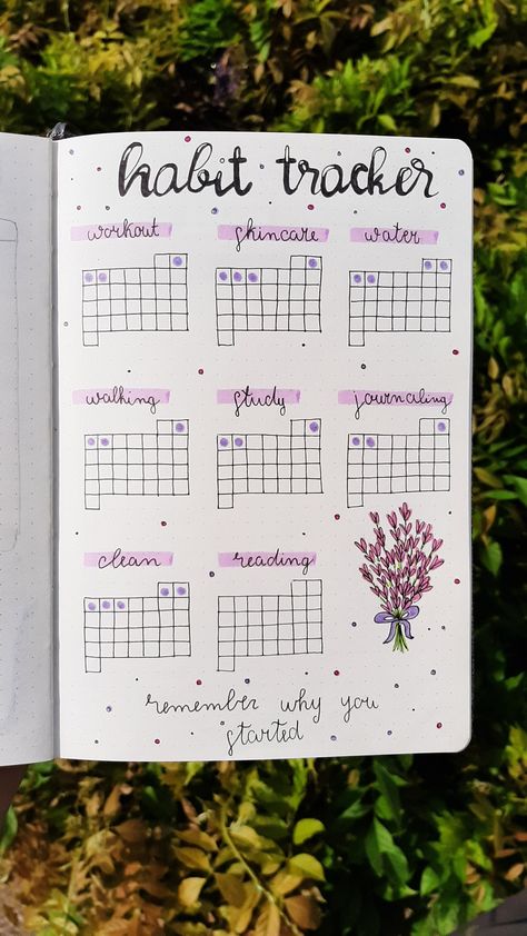 #bulletjournal #lavander #purple #tracker #habittracker #journaling #lettering Journal Purple Theme, Bujo Tracker Ideas, April Habit Tracker, Purple Bullet Journal, Journaling Lettering, Bullet Journal Flip Through, Bullet Journal Titles, Bullet Journal Work, Bullet Journal Month