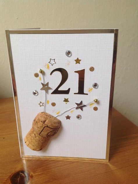 21 Cards, 21st Birthday Card, Champagne Gift, Idee Cricut, 21st Birthday Cards, Bday Cards, 카드 디자인, Ideas Birthday, Birthday Cards Diy