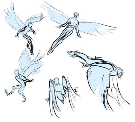 Winged Characters, Winged People, Wings Drawing, Sketch Poses, Wings Art, Body Reference Drawing, Pose References, Drawing Expressions, Spine Tattoos