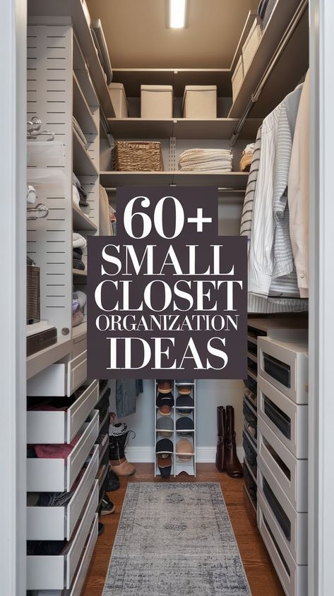 60+ Small Closet Organization Tricks That Work Small Modern Closet Ideas, Makeup Closet Room Small Spaces, Small Corner Closet Organization Ideas, Custom Reach In Closet Ideas, Narrow Wardrobe Closet, Small Closet Space Organization, Mini Walk In Closet Ideas Small Spaces Bedrooms, Double Bifold Closet Organization, Redo Small Closet Space