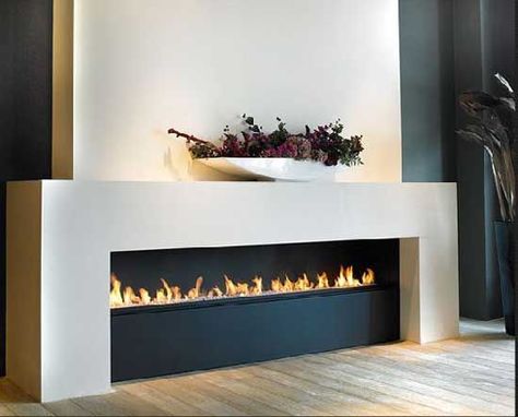 Contemporary Fireplace Designs, Electric Fireplace With Mantel, Modern Electric Fireplace, Fireplace Mantel Surrounds, Fireplace Designs, Linear Fireplace, White Fireplace, Fire Burning, Living Room Decor Fireplace