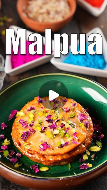 Tarla Dalal Recipes on Instagram: "atte ka malpua recipe | easy wheat flour malpua | Rajasthani malpua | Indian sweet recipe |  Preparation Time: 10 mins  Cooking Time: 30 mins  Total Time: 40 mins  Makes 13 malpuas (15 malpua ).  Ingredients  For Malpua 3/4 cup whole wheat flour (gehun ka atta) 1/4 cup semolina (rava / sooji) 1/4 cup grated mawa (khoya) 1/2 tsp cardamom (elaichi) powder 1/4 tsp fennel seeds (saunf) powder 2 tbsp fresh cream 1 3/4 cups milk ghee for deep frying  For Sugar Syrup 1 cup sugar 1 cup water a pinch of saffron (kesar) strands 1/4 tsp cardamom (elaichi) powder  For Garnish pistachio slivers dried rose petals.  #attekamalpua #malpua #HoliSweets #reels" Malpua Recipe How To Make, Rava Sweet Recipe, Holi Sweets, Malpua Recipe, Best Keto Bread, Wheat Recipes, Sweet Recipe, Sugar Syrup, Deep Frying