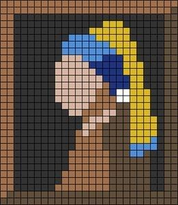 Free Mini Cross Stitch Charts, Pixel Art Of Famous Paintings, Mona Lisa Cross Stitch, Pixel Art Famous Painting, Pixel Art Embroidery, Aesthetic Pixel Art Easy, Pixel Art Mona Lisa, Van Gogh Pixel Art, 30x30 Pixel Art