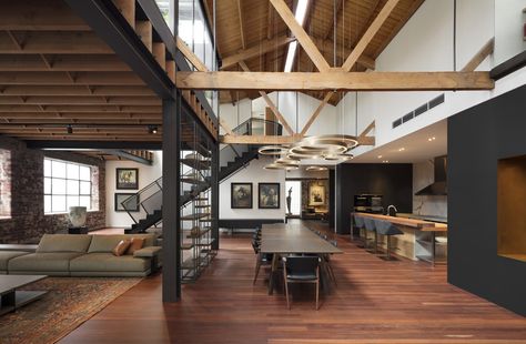 Warehouse by Centrum Architects Wearhouse Home, Warehouse Home Converted, Warehouse Conversion Home, Daycare Interior Design, Urban Loft Apartment, Melbourne Laneways, City Melbourne, Corkboard Ideas, Warehouse Interior