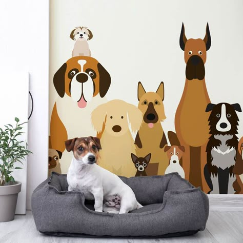 Dog Clan Mural Luxury Dog Room, Dog Murals, Dog Day Care, Comfy Dog Bed, Dog Behaviorist, Dog Grooming Shop, Dog Spa, Puppy Proofing, Dog Room