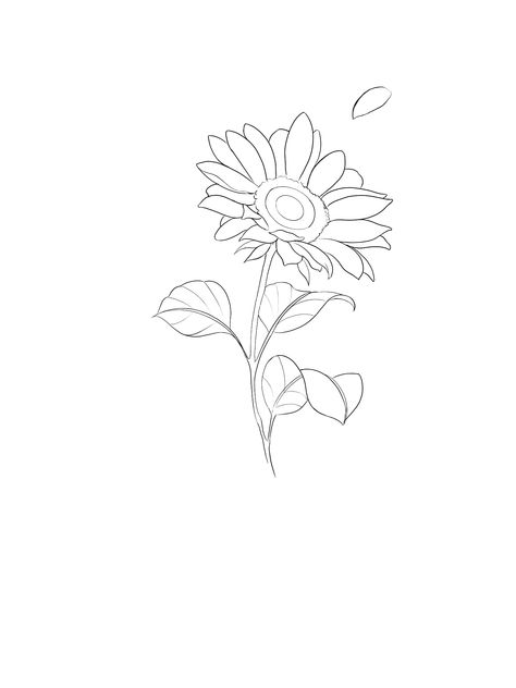 Sun Flower Line Drawing, Sunflower Fine Line Drawing, Outline Sunflower Tattoo, Line Work Sunflower Tattoo, Sunflower Fine Line Tattoo, Girasoles Tattoo, Sunflower Line Drawing, Sunflower Tattoo Stencil, Fine Line Sunflower Tattoo