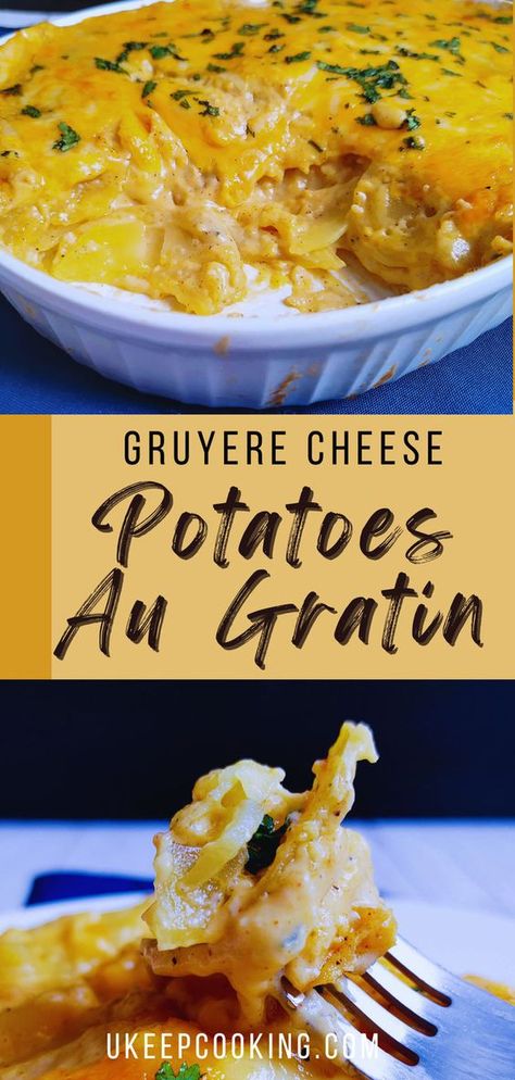 Potatoes au Gratin – the ultimate creamy, cheesy side dish! This recipe takes tender, thinly sliced potatoes and bakes them in a rich, velvety sauce with Gruyere cheese for an unforgettable flavor. It’s the perfect addition to any holiday dinner, but easy enough to make for a cozy weeknight meal. With golden-bubbly cheese on top and layers of flavor in every bite, this dish is sure to be a hit with family and friends. Simple, satisfying, and irresistible – get ready for a new family favorite! Cheesy Au Gratin Potatoes, Au Gratin Potatoes, Gratin Potatoes, Easy Potato Recipes, Potatoes Au Gratin, Pork Loin Roast, Cheese Potatoes, Thanksgiving Dishes, Grandmas Recipes