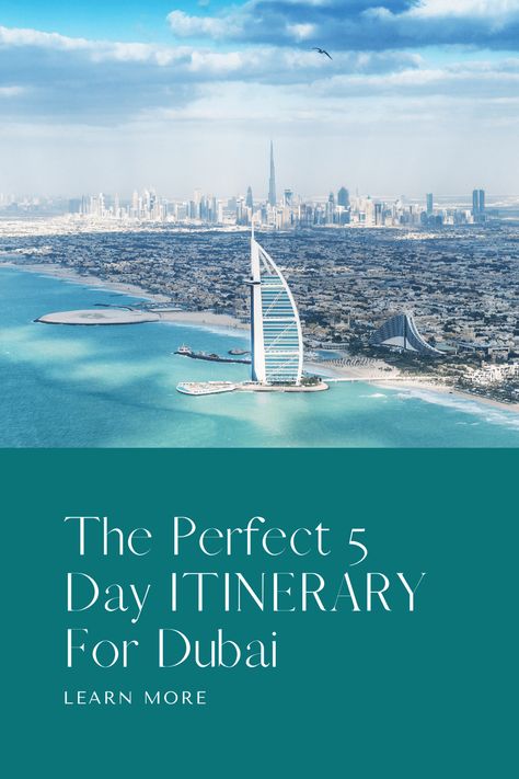 Are you heading to Dubai soon? This amazing city has so much to see and do that it can be a little overwhelming. Get this 5 day Itinerary to help you plan your Dubai adventures Dubai 5 Days Itinerary, Dubai Itinerary, Dubai Map, Dubai Guide, Dubai Holiday, Uae Travel, Dubai Trip, Dubai Travel Guide, Dubai Attractions