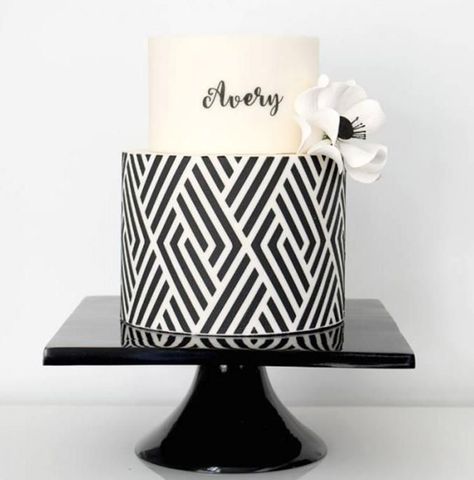 Black And White Cake, Black White Cakes, Design Stencils, Cake Stencils, Art Deco Stencil, Boho Cake, Cake Stencil, Stencil Pattern, Cake Gallery