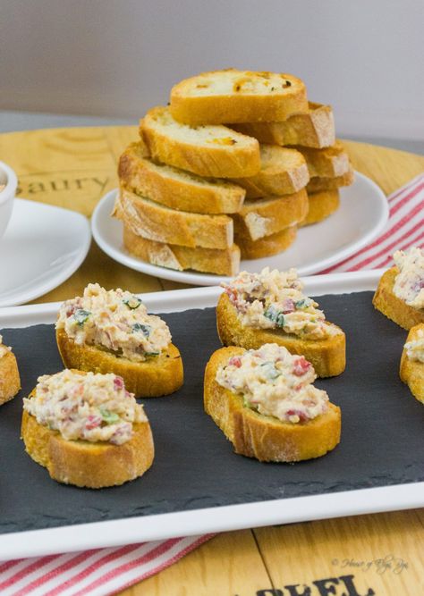 Pimento Cheese And Bacon Crostini, Bacon Crostini, Pimento Cheese Crostini, Pimiento Cheese Appetizer, Pimento Cheese And Bacon Mini Cheeseball Bites, Delicious Miss Brown Pimento Cheese, Honey Ricotta Crostini, Pimento Cheese Sandwiches, Pimiento Cheese