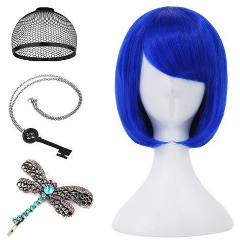 Coraline Costume, Blue Bob, Short Straight Bob, Blue Wig, Bath And Body Works Perfume, Short Hair Wigs, Hair Stylies, Wig Caps, Wedding Costumes