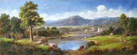 Long Landscape Paintings Horizontal, Long Paintings Horizontal, Tariq Aziz, Horizontal Painting, Long Painting, Beautiful Landscape Paintings, Horizontal Landscape, Painting Decoration, Scenery Paintings