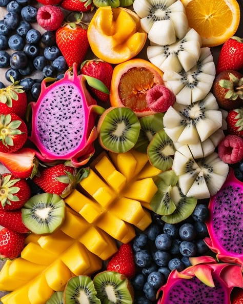 Bright Fruit Aesthetic, Fruits For Vision Board, Aesthetic Fruits And Vegetables, Tropical Fruits Aesthetic, Fruit Aesthetic Photography, Fruit Platter Aesthetic, Fruit Astethic, Tropical Fruit Aesthetic, Aesthetic Fruit Pictures