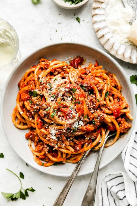 Best-Ever Turkey Bolognese | Plays Well With Butter Ground Turkey Bolognese, Turkey Bolognese Sauce, Ground Turkey Pasta, Turkey Bolognese, Turkey Pasta, Quick Cooking Recipes, Pasta Bolognese, Bolognese Recipe, Bolognese Sauce