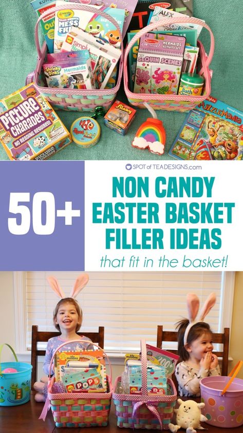 50 Non-Candy Easter Basket Filler Ideas Easter Bunny Cake Recipe, Easter Basket Filler Ideas, Basket Filler Ideas, Easter Kids Crafts, Filler Ideas, Candy Easter Basket, Easter Bunny Cake, Quiet Time Activities, Lamb Decorations