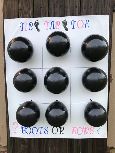 Cheap Gender Reveal Decorations, Gender Reveal Tic Tac Toe Board Diy, Gender Reveal Tik Tak Toe Board, Small Simple Gender Reveal Ideas, Gender Reveal Ideas Private, Tic Tac Toe Gender Reveal, Indoor Gender Reveal Ideas, Ways To Reveal Baby Gender, Cute Gender Reveal Ideas