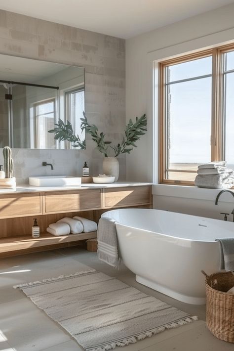 Get Inspired: 27 Beautiful Bathtub ideas for Every Style California Bathroom Style, Scandinavian Farmhouse Bathroom, Bathroom Inspiration Scandinavian, Bathroom Interior Design Modern Master Bath, Minimalist Modern Bathroom, Scandinavian Bathroom Ideas, Contemporary Scandinavian Interior, Scandinavian Bathroom Design Ideas, Decoration Ideas Party