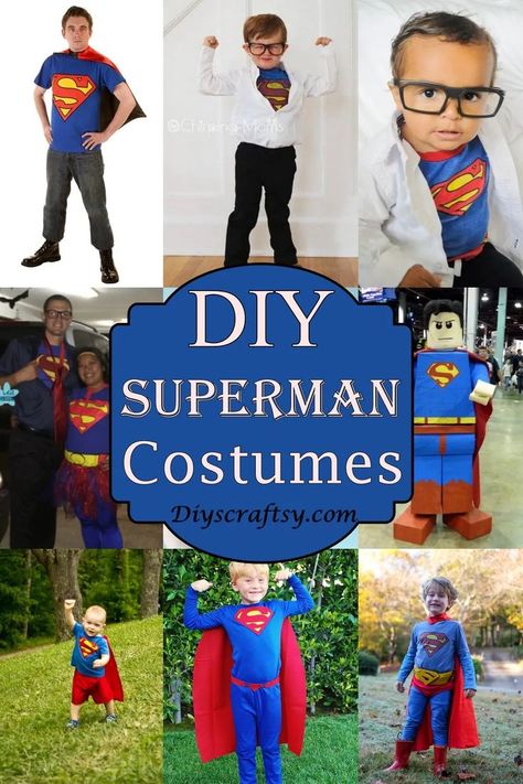 DIY Superman Costumes Diy Superman Costume, Toddler Superman Costume, Easy Superhero Costumes, Quick Halloween Costumes Last Minute Men, Superhero Costumes For Boys, Make Your Own Superhero, Diy Superhero Costume, Superman Outfit, Diy Fashion Videos