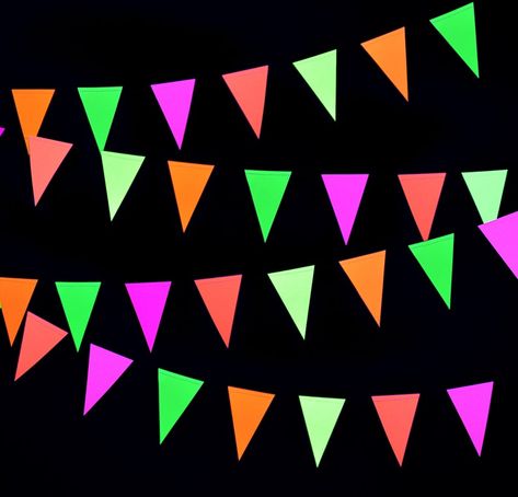 78ft Neon Paper Pennant Banner Hanging Decorations for | Etsy Wedding Decorations Black, Decorations For Birthday Party, Paper Pennant, Neon Party Supplies, Glow Birthday Party, Blacklight Party, Neon Birthday, Glow Birthday, Pennant Banner