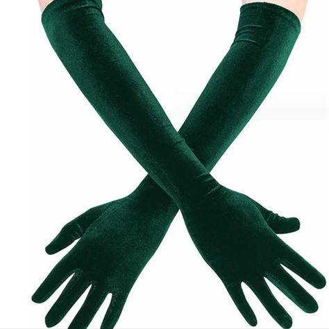 Luxurious Velvet Elbow Length Opera Gloves Crafted From Sumptuous Green Velvet Designed To Grace Your Arms With Timeless Allure. Whether You're Attending A Glamorous, Black Tie, Formal Event, Tea Party, Wedding, Church, Or Simply Seeking To Add A Touch Of Vintage Charm To Your Wardrobe, These Opera Gloves Are The Perfect Statement Piece. Embrace Opulence And Grace With Every Movement As In These Stunning Abd Beautiful Gloves. You'll Definitely Make A Statement With The Gloves! Elbow Stretches, Velvet Gloves, Green Gloves, Black Tie Formal, Matching Costumes, Opera Gloves, Wedding Costume, Wedding Party Dress, Long Gloves