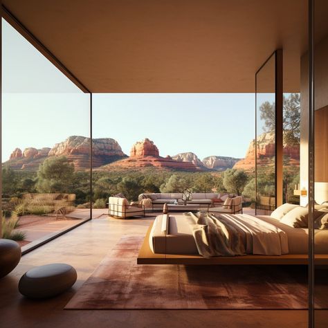 Modern Desert Home Interiors, Sedona House, Arizona Apartment, Outdoor Library, Sedona Home, Boho Homes, Arizona Aesthetic, Oak Creek Canyon, Masai Mara National Reserve