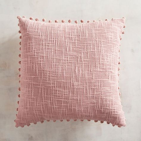 Basketweave Blush Pillow With Poms Hot Pink Bedroom Decor, Hot Pink Bedroom, Blush Room, Blush Pillow, Best Pillows For Sleeping, Textured Pillows, Blush Pillows, Pillows Design, Best Pillows