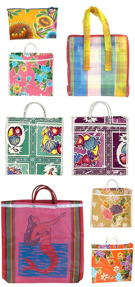 Mexican_oilcloth Mexico Typography, Mexican Oilcloth, Oilcloth Bags, Mexican Bags, Mexican Party Favors, Oil Cloth Bags, Mexican Bag, Mexican Decor, Colorful Bags