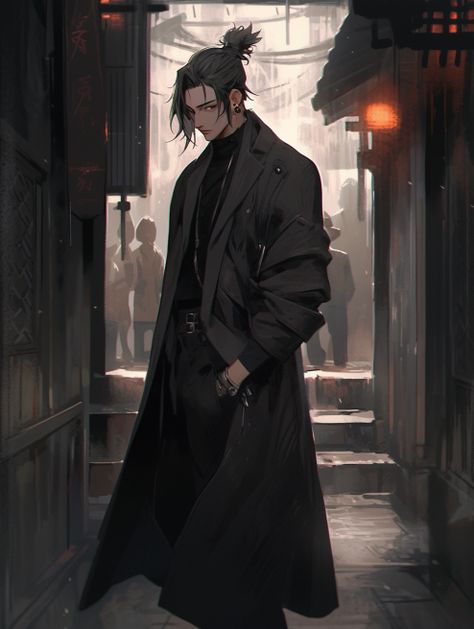 Manhwa Character Male, Modern Male Character Art, Cyberpunk Male, Anime Long Hair, Scene Drawing, Anime Ninja, Modern Fantasy, Scary Art, Chiba