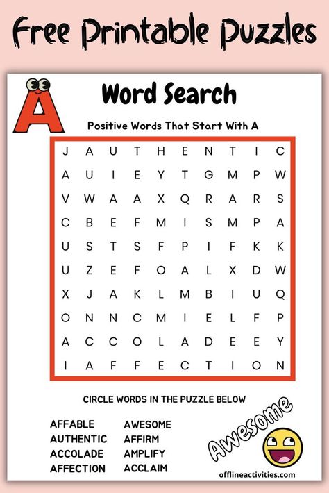 There are many different themes to choose from, so there is sure to be a puzzle that your child will love. Whether they are into animals or sports, or just want to find words related to their favorite TV show, there is a puzzle for them. word search puzzles printables kids | word search puzzles printables for kids |free word search puzzles for kids | kids word search puzzles free printable | simple word search puzzles for kids | kids word search puzzles | Simple Word Search, Word Search Puzzles For Kids, Free Word Search Puzzles, Kids Word Search, A Words, Word Search Puzzles Printables, Free Word Search, Free Printable Puzzles, Printable Puzzles