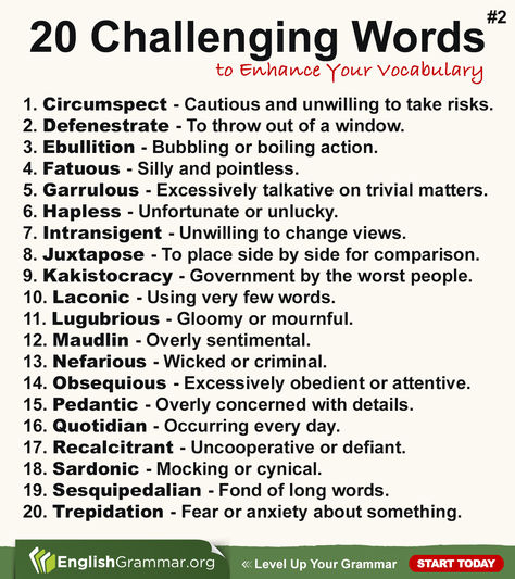 Here are 20 more tricky words to boost your English vocabulary. #English #vocabulary #words #classroom Big Vocabulary Words, English Linguistics, Daily English Vocabulary, Misused Words, Vocabulary English, Daily Exercises, English Transition Words, New Vocabulary Words, Tricky Words