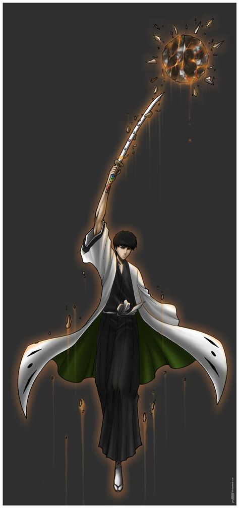 Yorushi Niiro: Shikai by NexusYuber Bleach Oc Captain, Bleach Oc Shinigami, Link Artwork, Bleach Captains, Kubo Tite, Gotei 13, Kekkei Genkai, Bleach Oc, Earth Element