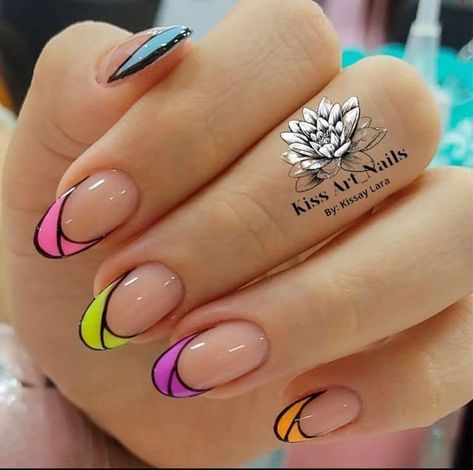 Best Summer Nail Festival Outfit Ideas in 2023 | Summer Nails Ideas Nail Tip Designs, Gel Nail Art Designs, Simple Gel Nails, Lines On Nails, Nail Art Designs Diy, Nail Art Designs Videos, Nail Looks, Toe Nail Designs, Neon Nails