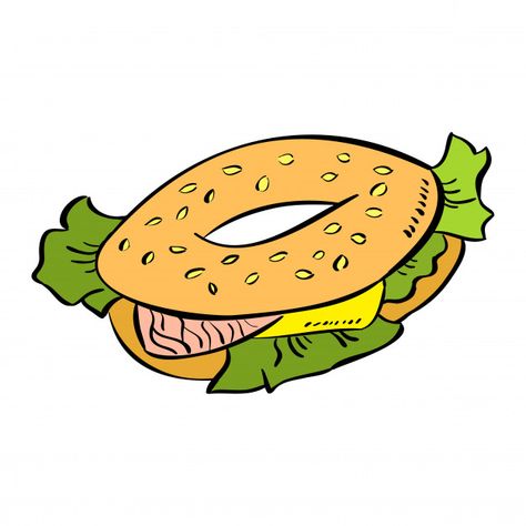 Bagel Doodle, Bagel Drawing, Yummy Fast Food, Bread Icon, Pixel Art Food, Bakery Icon, Cereal Bread, Croissant Breakfast, Food Doodles