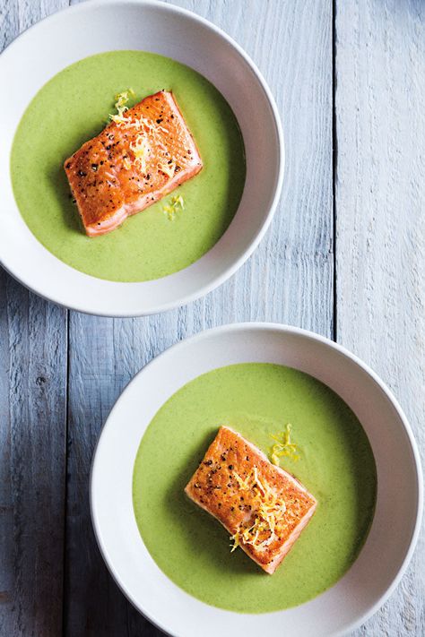 Zucchini Soup, Fine Dining Recipes, Grilled Zucchini, Roasted Salmon, Cooking Inspiration, Fish Dishes, Williams Sonoma, Salmon Recipes, Fish And Seafood