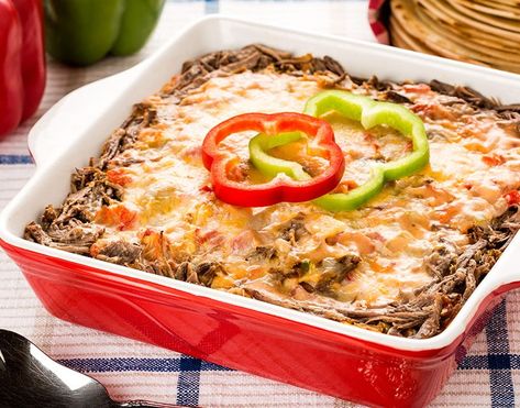 Texas Beef King Ranch Casserole Family Reunion Food, King Ranch Casserole, Slow Cooker Shredded Beef, Local Recipes, Holiday Dinner Recipes, Texas Beef, Ranch Casserole, Leftover Steak, Meat Pies