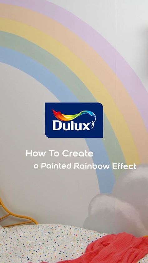 Paint Effects On Walls Bedroom, Rainbow Painting Ideas Wall, How To Draw A Rainbow On A Wall, Rainbow Diy Decor Wall Art, Rainbow Wall Ideas, Paint Rainbow On Wall Diy, Painting Rainbows On Walls, Rainbow Painting For Kids Room, How To Paint A Rainbow On A Wall