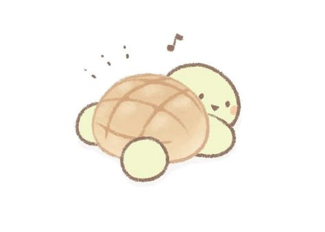 Cute Turtle Drawings, Tortoise Drawing, Bread Tree, Turtle Sketch, Kawaii Turtle, Turtle Wallpaper, Drawing Time, Turtle Drawing, Cute Food Drawings