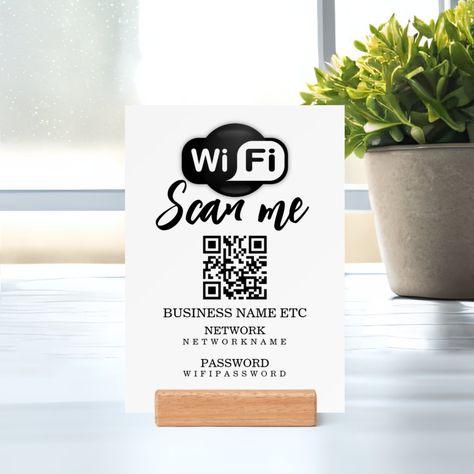 Wifi QR Code Password and Network Personalized  Holder Wifi Qr Code, Business Products, Home Work, Qr Codes, Frame Display, Diy Business, Business Names, Personalized Products, Picture Display