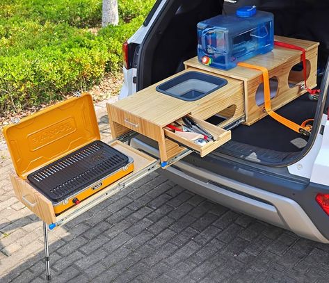 Amazon.com: SHIWAGIN Overland Kitchen, Vehicle Camping Table with Drawer, for SUV/Trunk Bed/Storage, for up to 2 Burners Camp Stove, Folding, pullout, Pull Out : Health & Household Overland Kitchen, Trunk Bed, Camp Kitchen Box, Vw T3 Camper, Emergency Shelters, Vehicle Camping, Camper Box, Chuck Box, Camper Kitchen