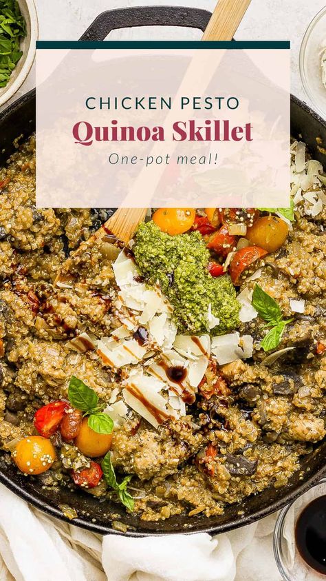 Quinoa Skillet, Pesto Quinoa, Basil Pesto Sauce, Low Carb Meats, One Pot Vegetarian, Fit Foodie Finds, Chicken Quinoa, Chili Soup, Fit Foodie