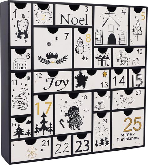 Black Wooden Advent Calendar: Countdown to Christmas has never been so exciting! This table wooden advent calendar is a festive decorative piece traditionally used to count or celebrate the days leading up to Christmas. Each acting as a drawer for every day from December 1st through 25th. The 25 drawers provide a place to store small gifts or treats that kids and adults can look forward to opening each day Christmas Tree Table Decorations, Felt Dog Ornament, Advent Calendar Boxes, Xmas Gifts For Kids, Storing Christmas Decorations, Wooden Advent Calendar, Christmas Nativity Set, Christmas Tree On Table, Advent Calendars For Kids