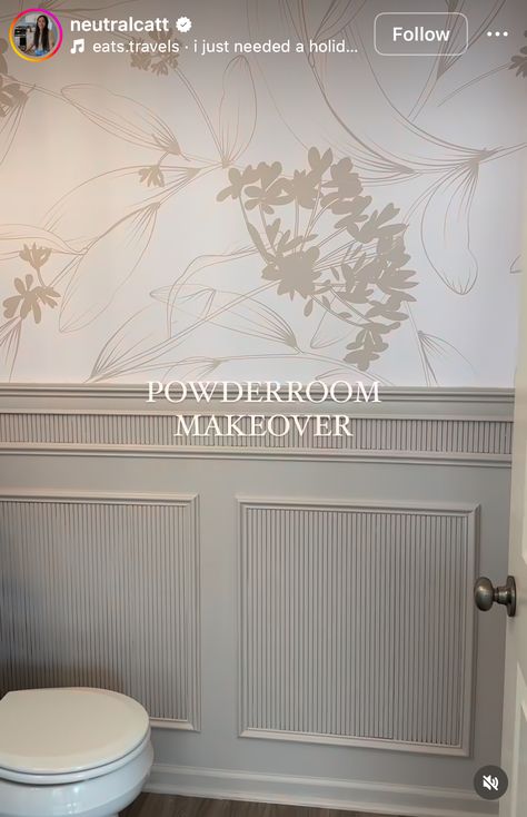 Powder Room Molding Ideas, Powder Room Wainscoting Ideas, Picture Frame Molding Bathroom, Windowless Powder Room, Dining Room Color Palette, Powder Room Wall Decor, Colonial Revival House, Bathroom Wallpaper Ideas, Wainscoting Bathroom