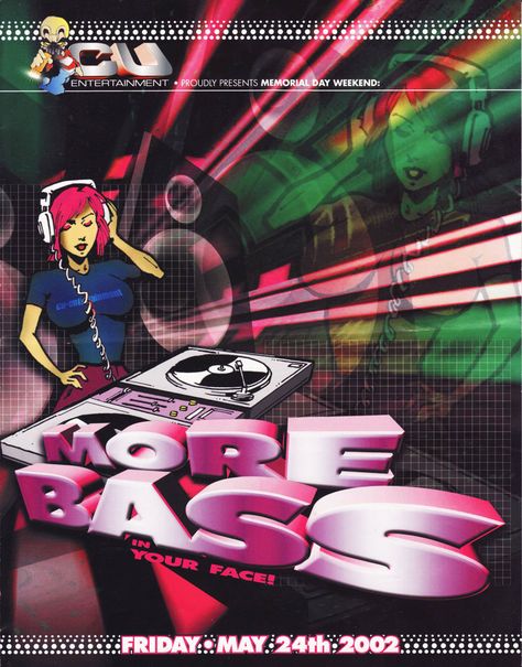 Rave Poster Design Party Flyer 90s, 2000s Rave Poster, 2001 Rave Poster, Color Hair Styles, 2000s Posters, Retro 2000s, 2000s Art, Y2k Posters, Tokyo Drift