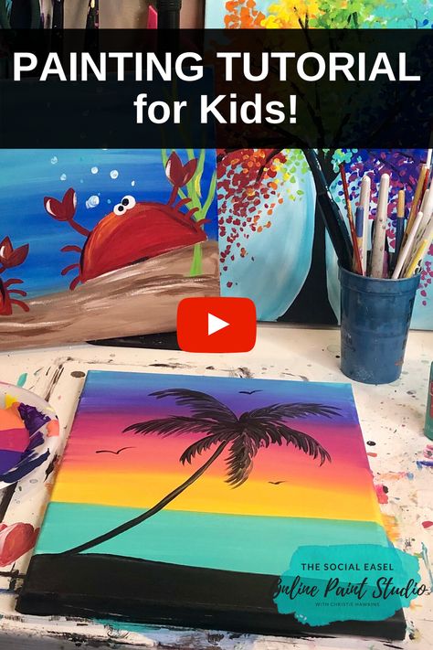 Fun Creative Activities for Kids!! The Social Easel Online Paint Studio Kids Painting Tutorials are here to keep mom and kids happy! Check out all our kids acrylic painting tutorials and have a paint party for kids #thesocialeaselonlinepaintstudio #kidcraftideas #kidpaintingideas #creativeactivitiesforkids Teach Kids How to Paint Acrylic Painting for Kids Art Lessons for Kids Kid Activities Video Painting Tutorials for Kids Step-by-Step Art Instructions Easy Acrylic Painting Ideas Kids Art Party Kids Paint Night, Social Easel, Canvas Christmas Painting, Kids Art Party, Acrylic Painting For Kids, Christmas Painting Ideas, Painting Ideas For Kids, Video Painting, Painting Ideas On Canvas Aesthetic