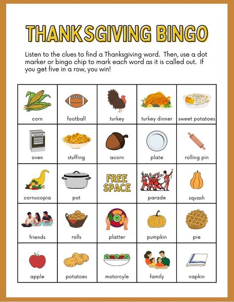 Color Illustrated Thanksgiving Bingo for Speech Therapy - Templates by Canva Fall Speech Therapy Activities, Thanksgiving Speech Therapy, Therapy Templates, Speech Therapy Thanksgiving, Speech Therapy Organization, Thanksgiving Speech, Sweet Potato Oven, Speech Therapy Worksheets, Turkey Napkins