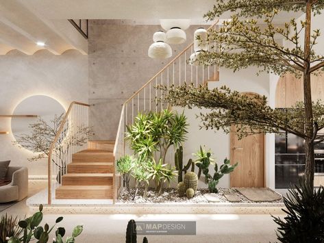 Resort Interior Design, Fen Shui, Loft House Design, Stair Design, Resort Interior, Open Staircase, Modern Villa Design, House Floor Design, Japandi Interior