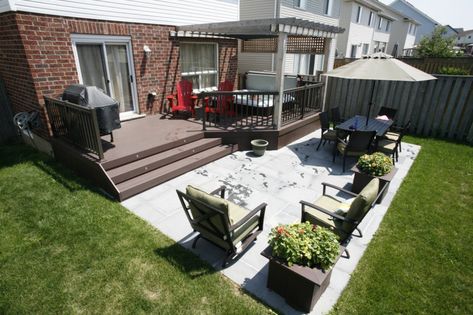 Patio and Deck Combination - Deck and Patio Combos Deck Vs Patio, Patio Images, Backyard Patio Deck, Deck And Patio, Small Outdoor Patios, Patio Plans, Patio Layout, Patio Deck Designs, Outdoor Patio Designs