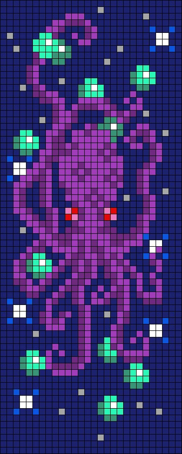 Octopus Bracelet Pattern, Kraken Cross Stitch, Pixel Tentacles, Octopus Alpha Pattern, Penguin Alpha Pattern, Gothic Alpha Pattern, Octopus Pixel Art, Trippy Pixel Art, Pixel Crochet Pattern Charts