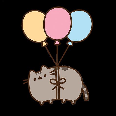 Pusheen, I Icon, Balloons, Gif