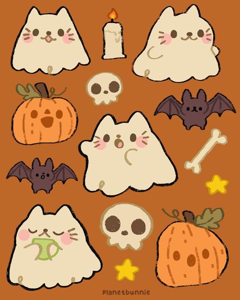 I guess it's never too early to draw some ghost cats 🐈‍⬛ 🍂 🍁 🦴 🦇 🎃 . . . . . #cuteart #illu #illustration #illustrationartists #digitalart #cutedrawing #cuteillustration #originalcharacter #procreate #ipadpro #doodle #drawing #procreateart #cute #digital #etsy #etsyshop #pumpkin #art #artist #stationery #autumnvibes #cat #ghost #etsyfinds #stickers #halloween #etsystore #etsystickershop Cat Ghost, Stickers Halloween, Cat Doodle, Pumpkin Art, Ghost Cat, Halloween Drawings, Cute Doodles Drawings, Cute Easy Drawings, Cute Little Drawings